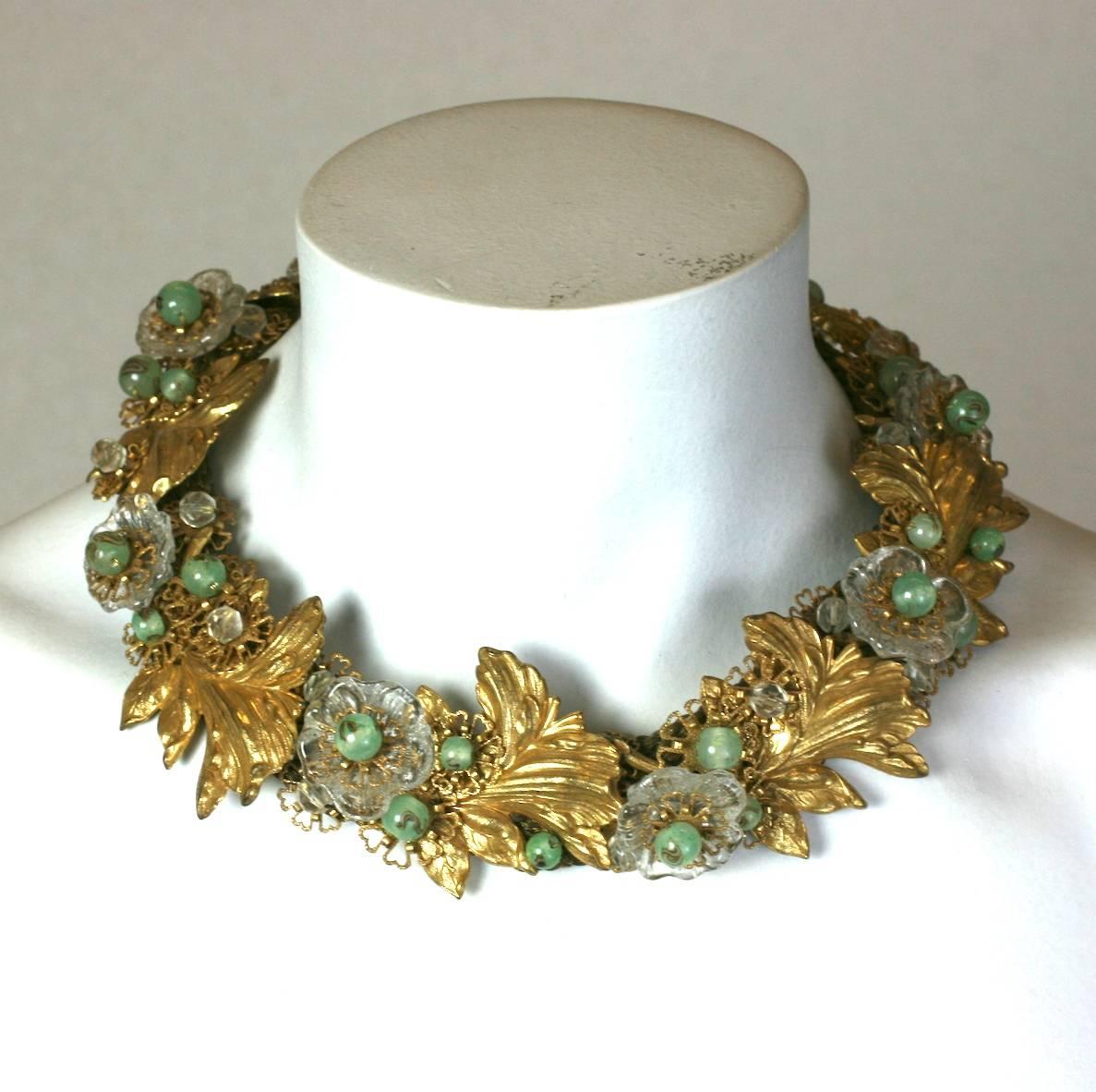 Miriam Haskell 1930s Gilt and Venetian Glass Collar For Sale 2