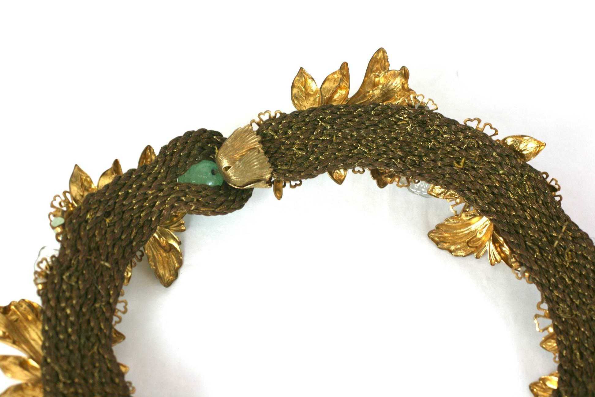 Miriam Haskell 1930s Gilt and Venetian Glass Collar In Excellent Condition For Sale In New York, NY