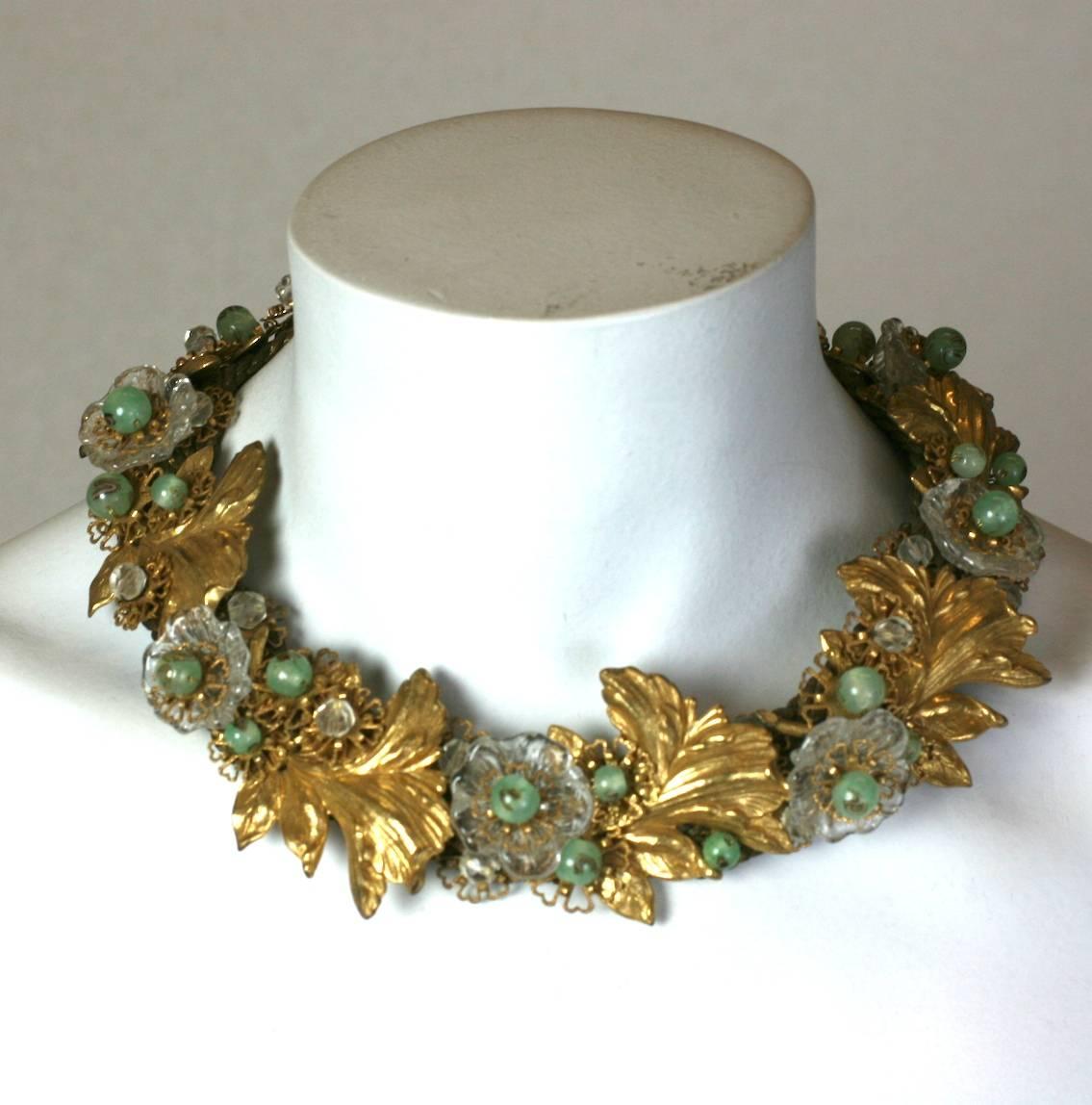 Miriam Haskell 1930s Gilt and Venetian Glass Collar For Sale 3