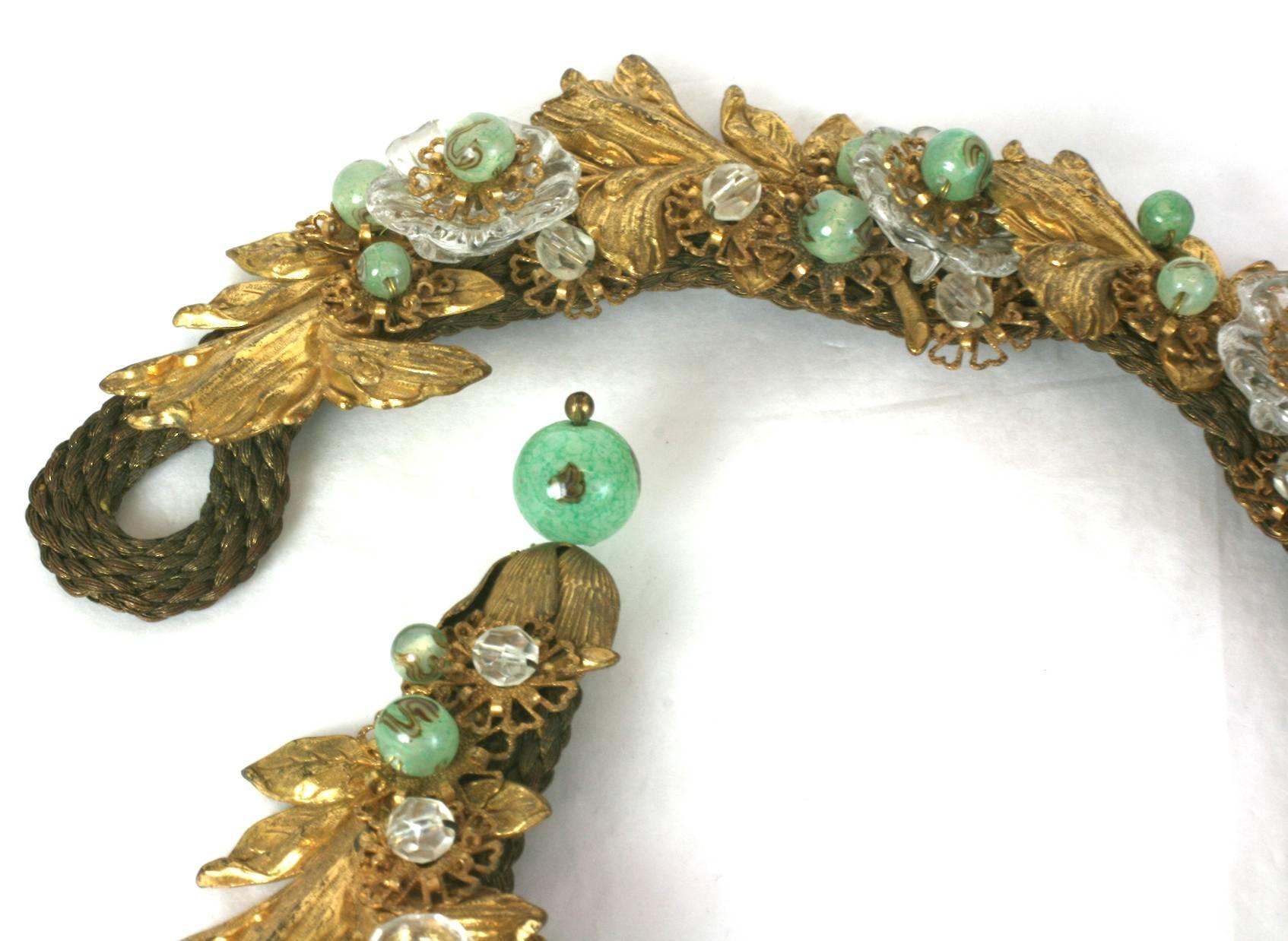 Miriam Haskell 1930s Gilt and Venetian Glass Collar For Sale 1
