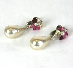 Miriam Haskell Pearl and Crystal Drop Earrings