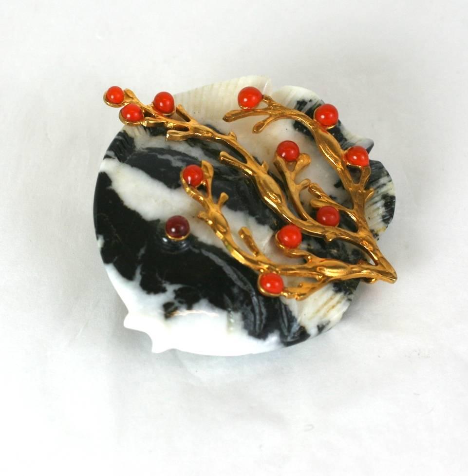 MWLC Zebra Agate Angel Fish Brooch In New Condition For Sale In New York, NY