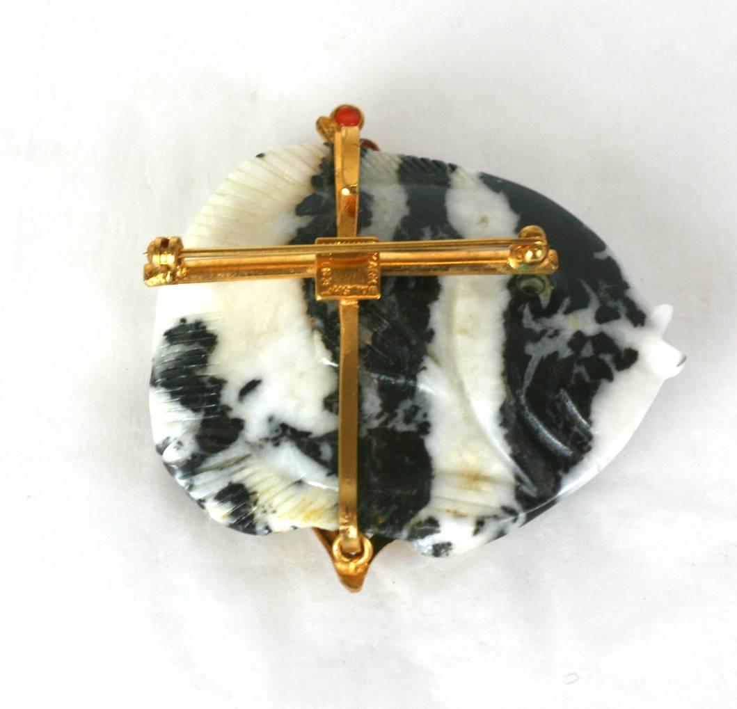 MWLC Zebra Agate Angel Fish Brooch In New Condition For Sale In New York, NY