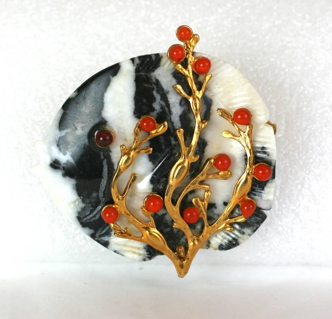 MWLC Zebra Agate Angel Fish Brooch For Sale 1