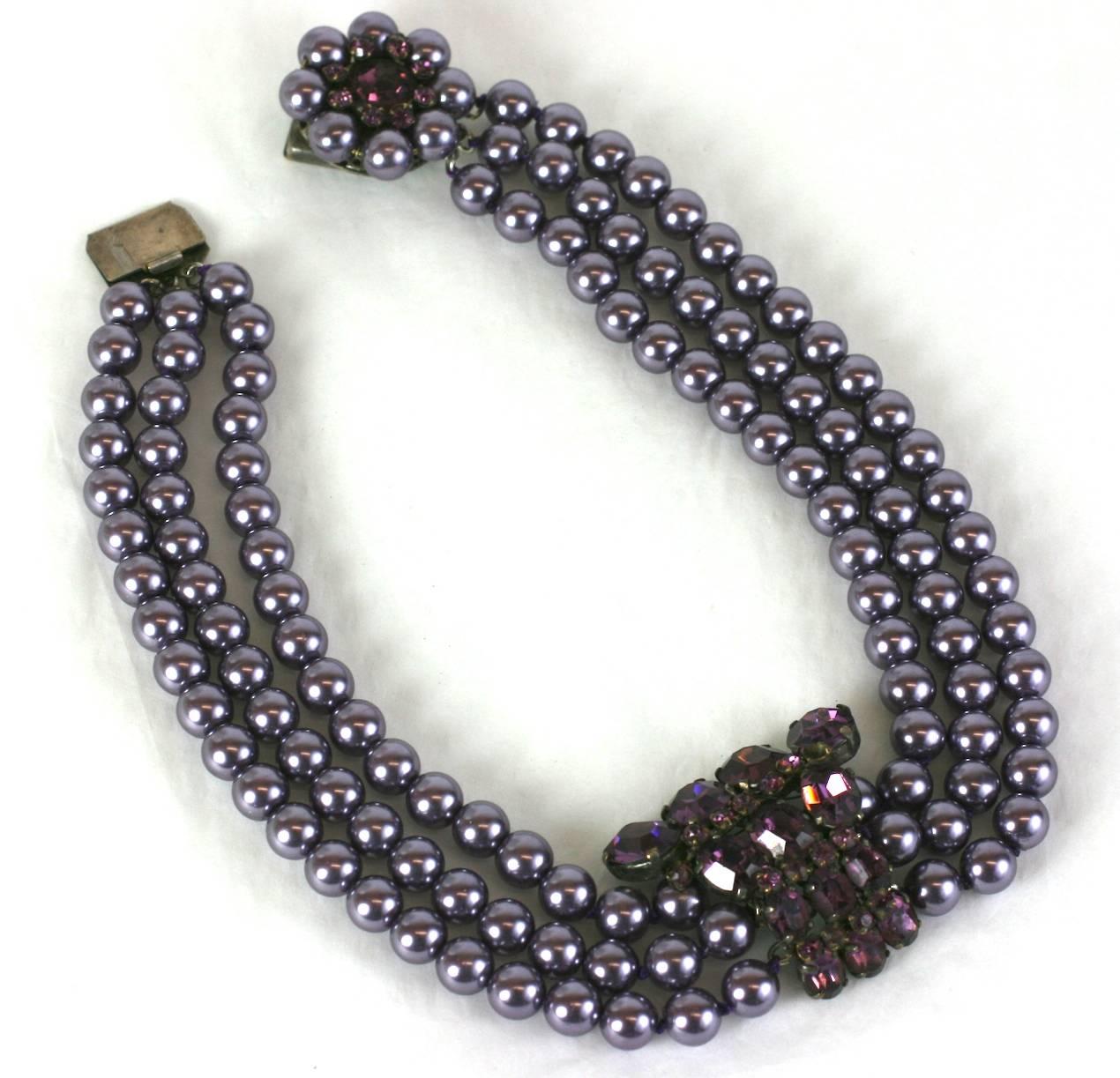 Elegant French Amythest Pearl Choker In Excellent Condition For Sale In New York, NY