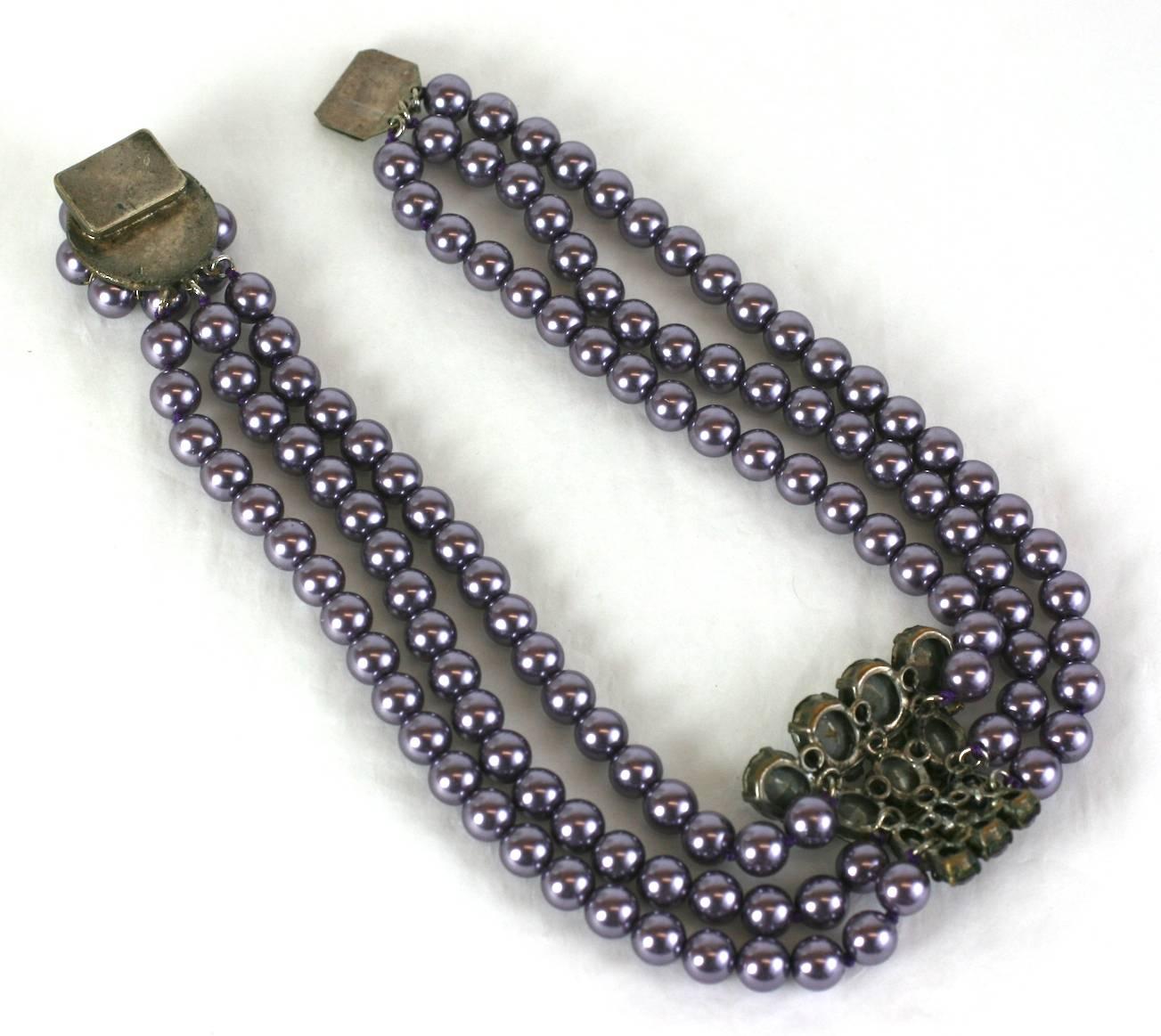 Élégant collier ras du cou français en perles Amythest Pour femmes en vente