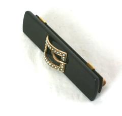 Victorian Onyx and Seed Pearl Buckle Brooch