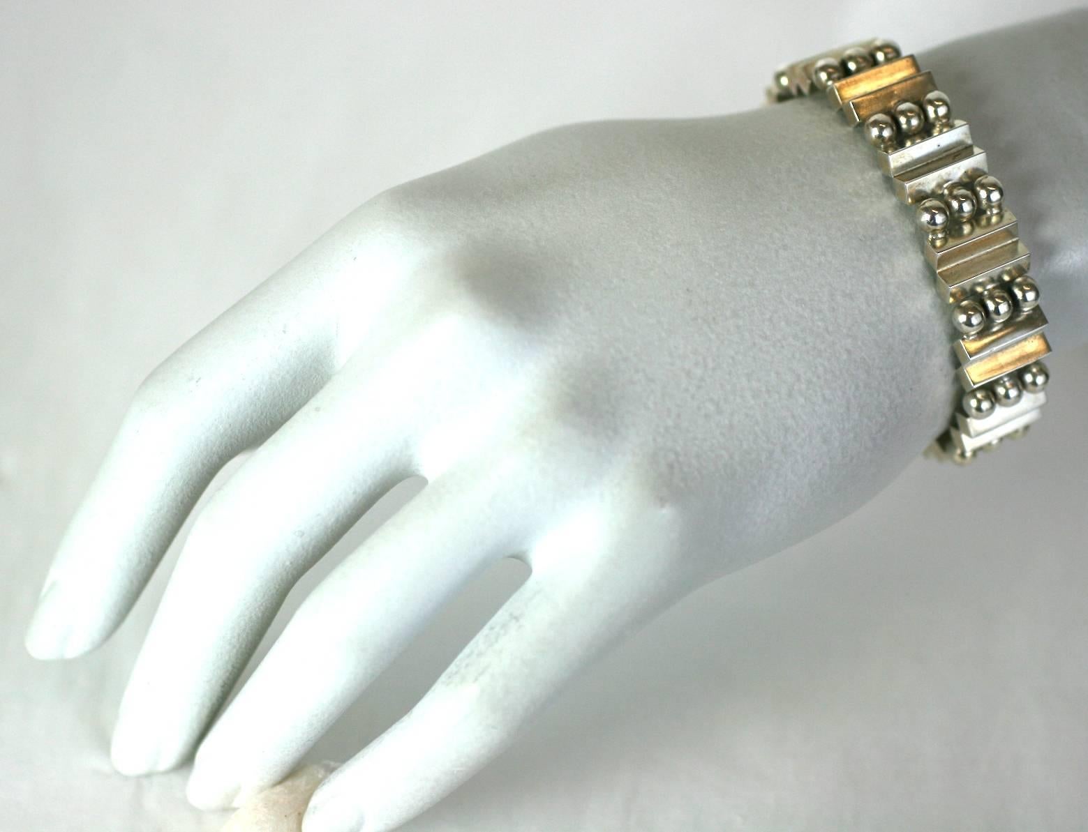 Unusual Architectural Art Deco Silver Bracelet For Sale 2