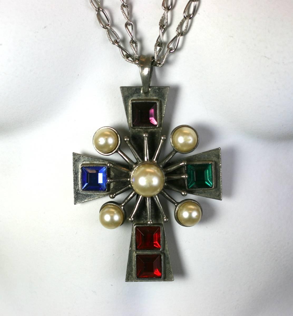  Early Yves Saint Laurent Maltese Cross Necklace In Good Condition For Sale In New York, NY