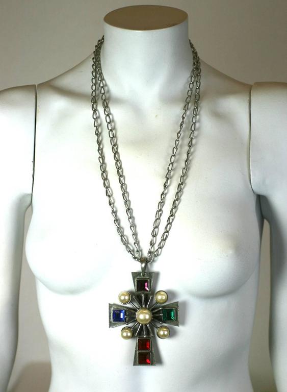 Early Yves Saint Laurent Maltese Cross Necklace For Sale at 1stDibs