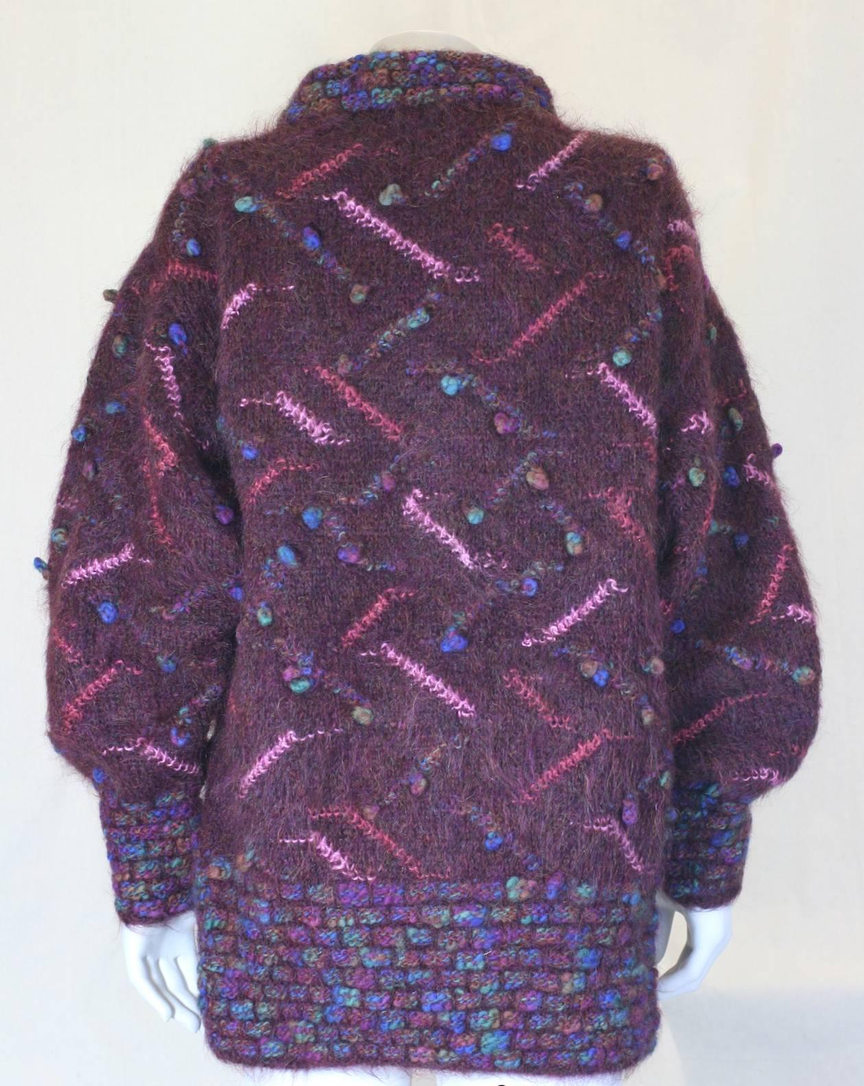 Gray Burberry Berry Handknit Popcorn Knit For Sale