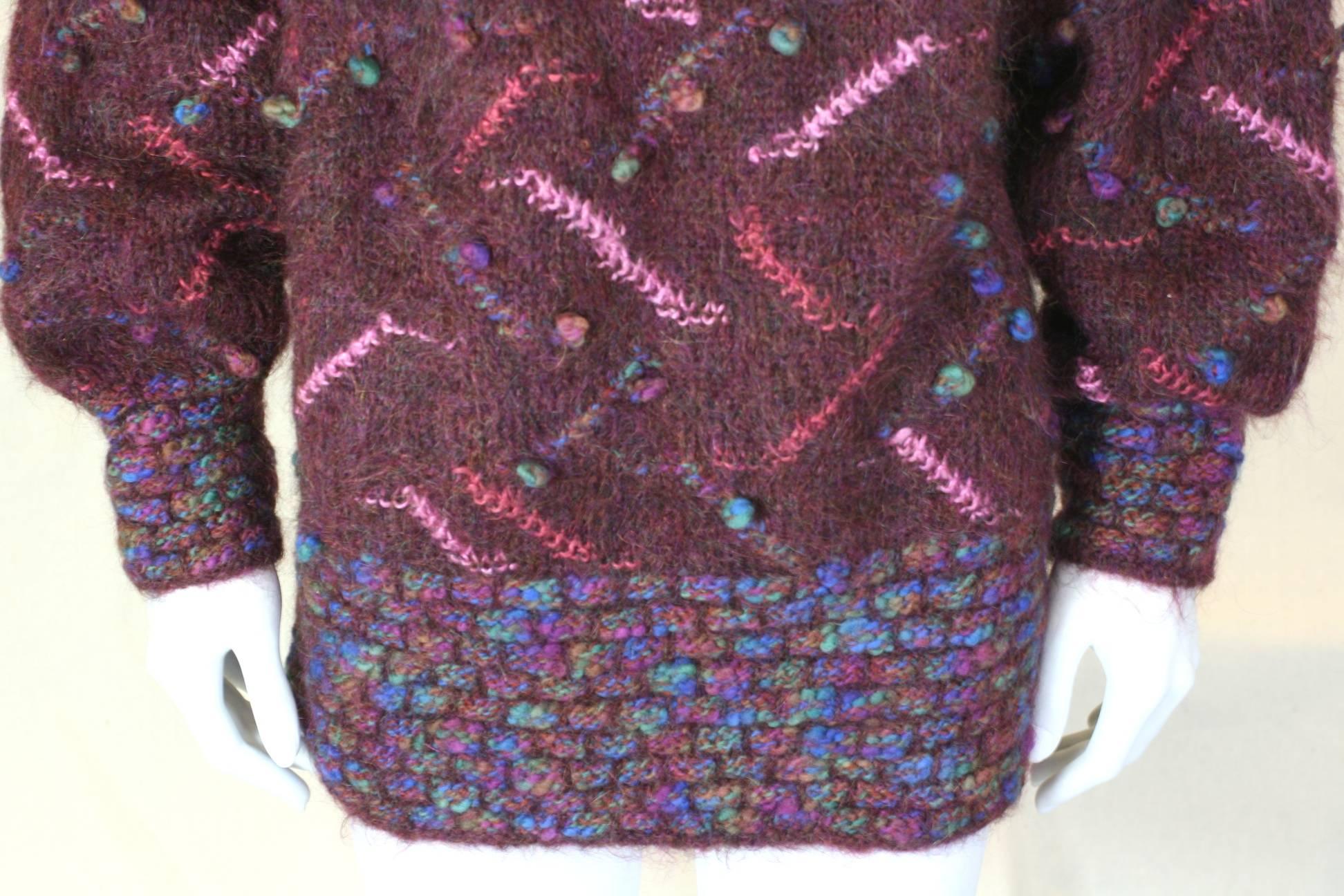 Women's Burberry Berry Handknit Popcorn Knit For Sale
