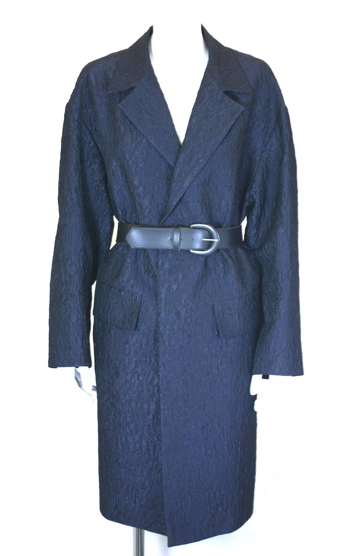 Purple Dries Van Noten Navy Cloque Coat/Dress