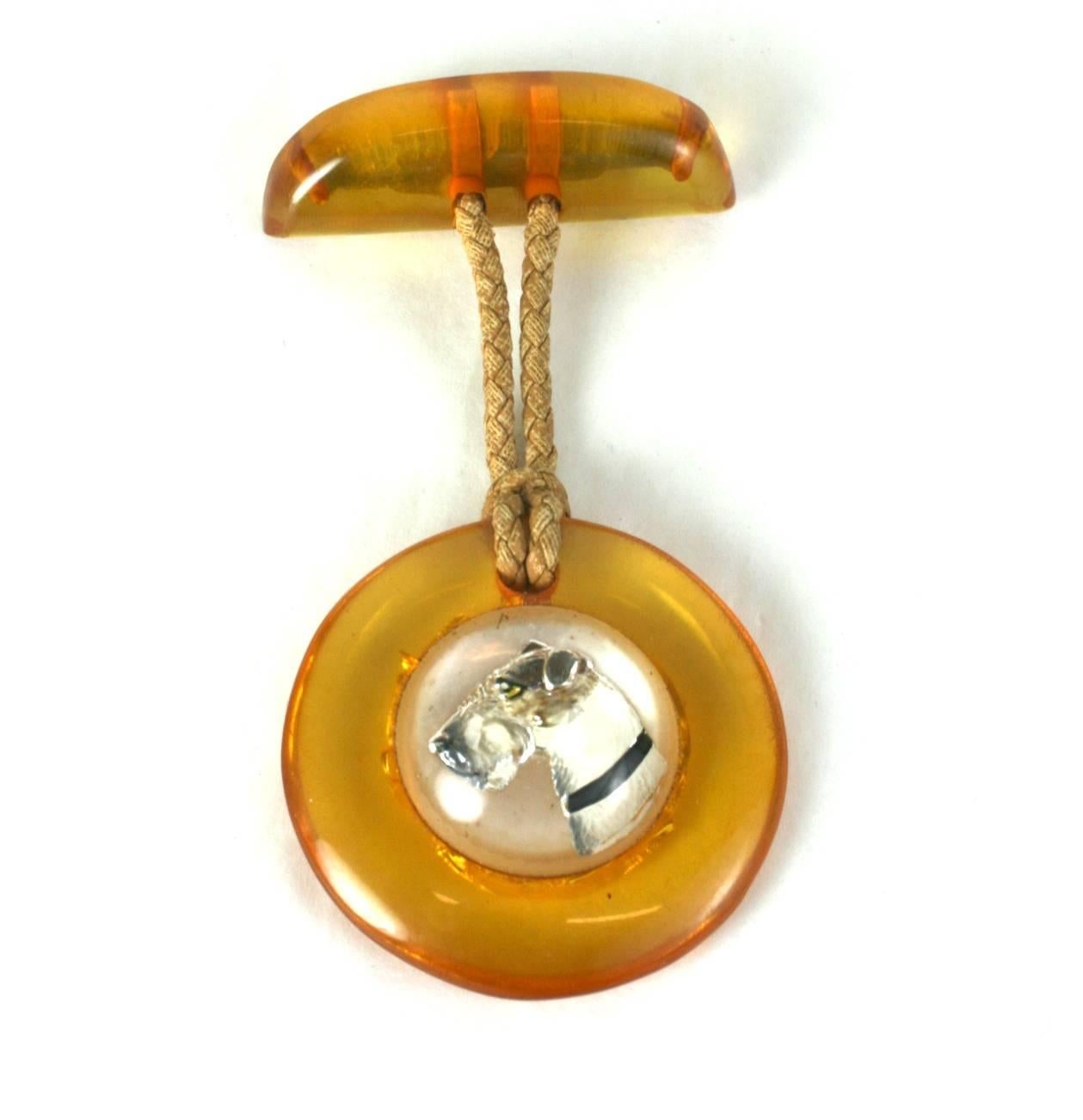 Art Deco Bakelite Terrier Fob Brooch For Sale 1