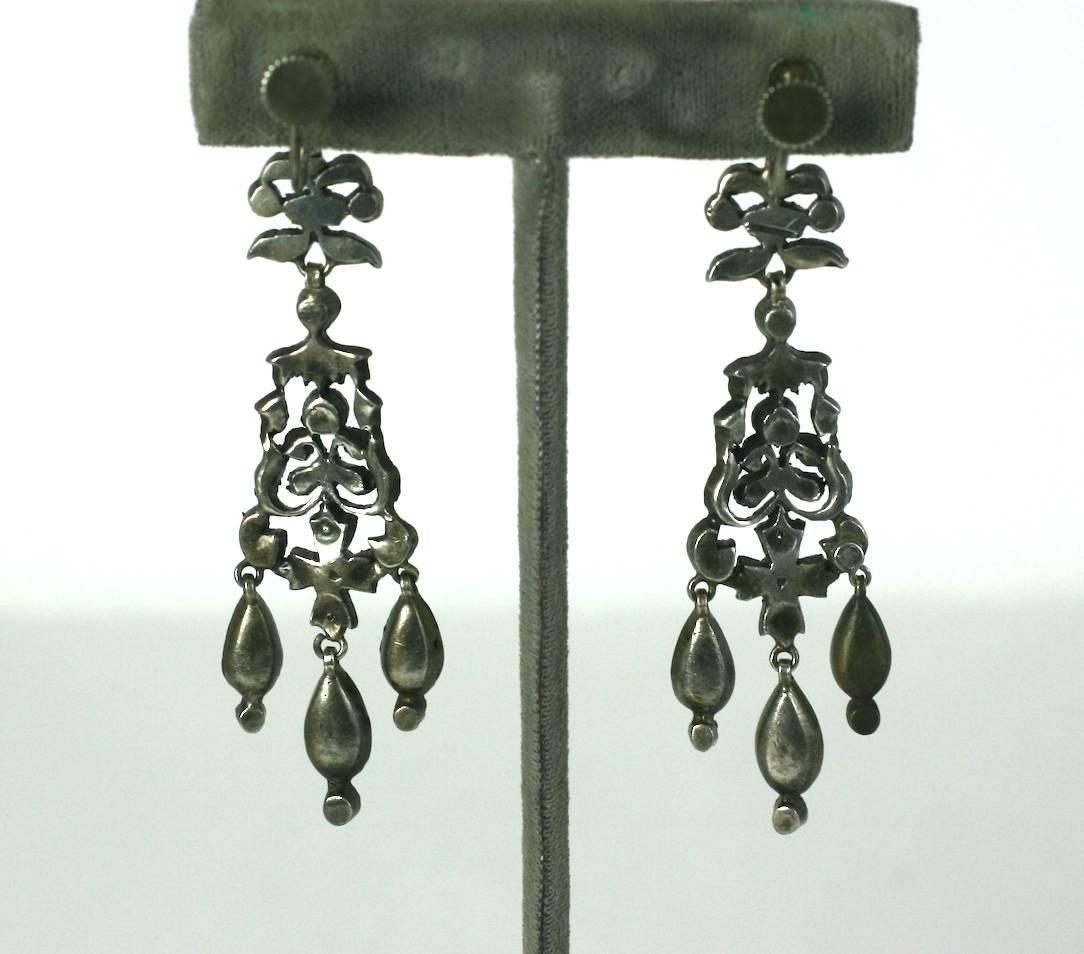 Long Victorian Paste Earrings In Excellent Condition For Sale In New York, NY