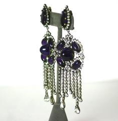 Orecchini con cabochon in pasta di cristallo e ametista di Kenneth Jay Lane