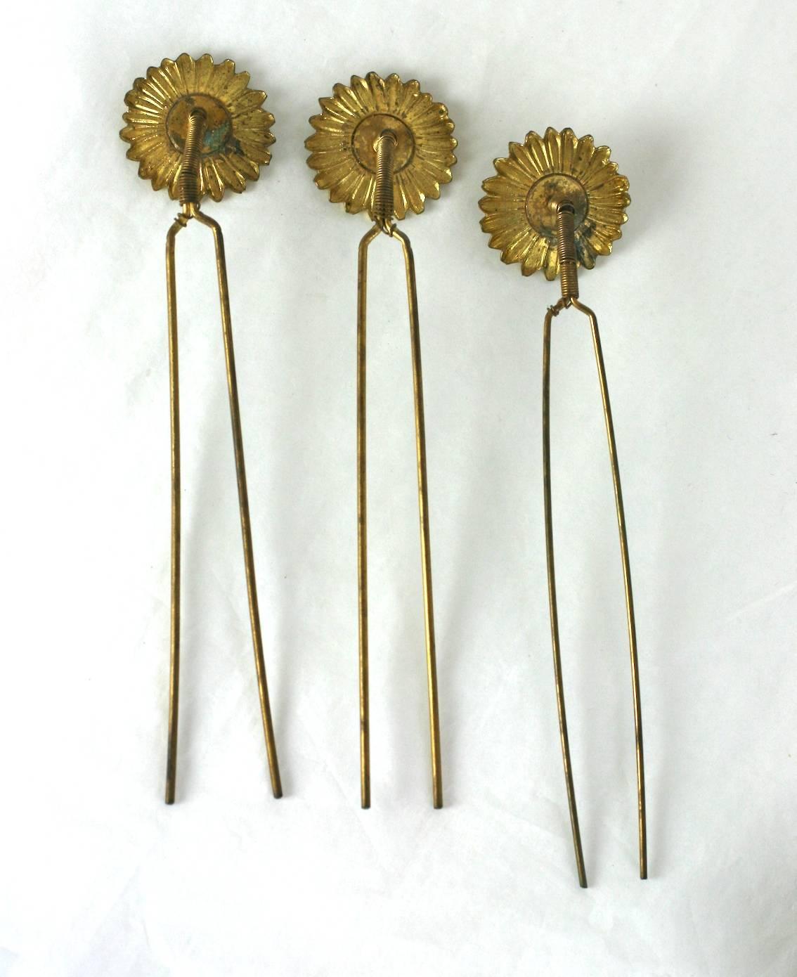 Brown Charming Victorian Tremblant Sunflower Hair Picks For Sale