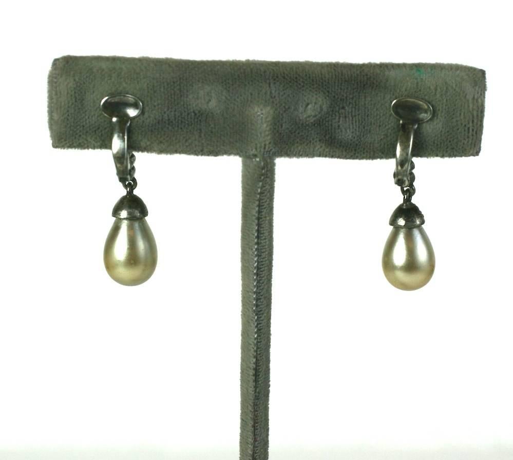 Art Deco Paste Drop Earclips In Excellent Condition For Sale In New York, NY