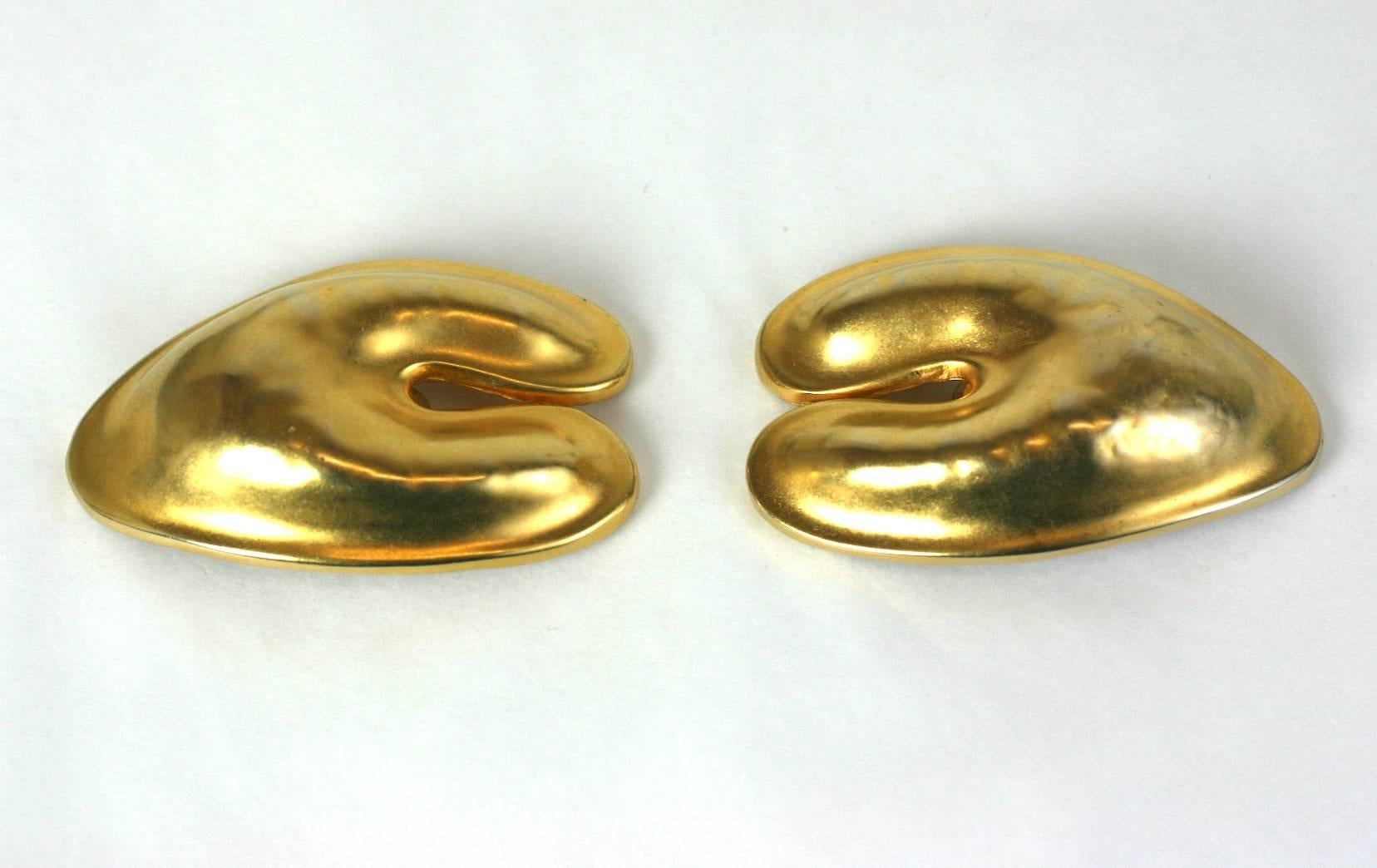 Robert Lee Morris Matte Gold Ear Clips In Excellent Condition In New York, NY