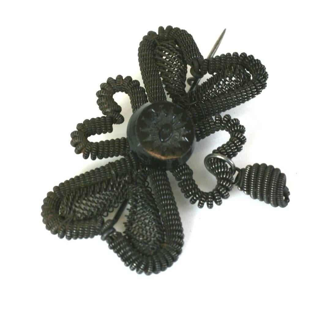 Georgian Early 19th Century Silesian Wirework Bow Brooch For Sale