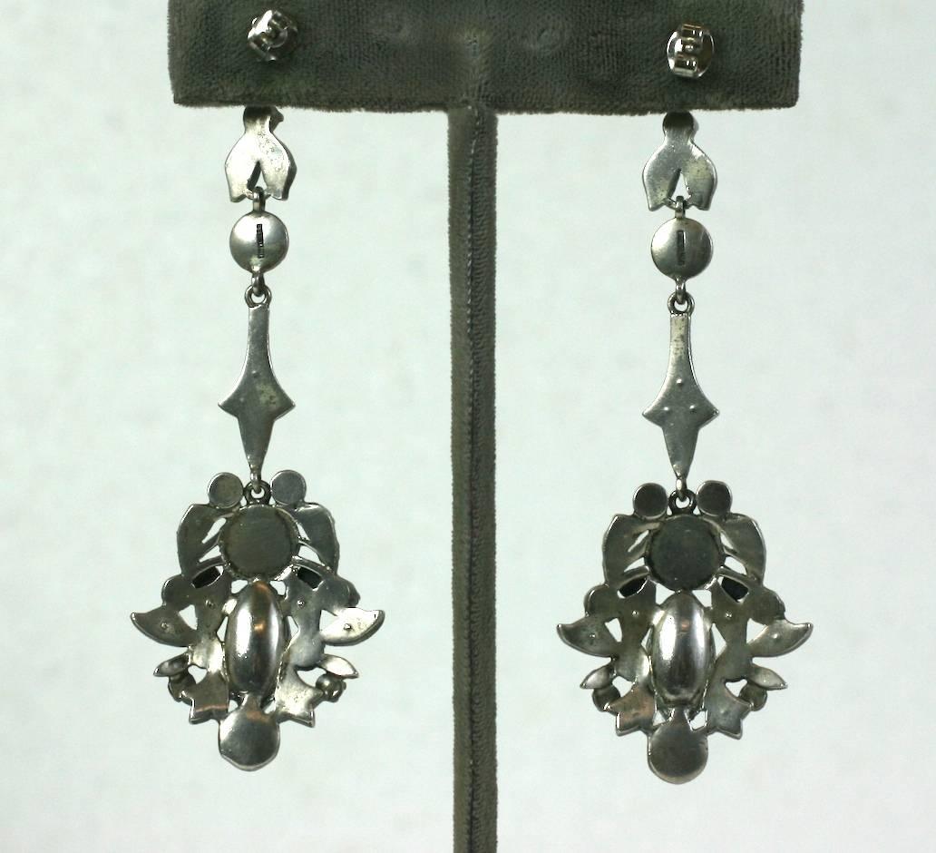 Long Victorian Articulated Paste Earrings In Excellent Condition For Sale In New York, NY