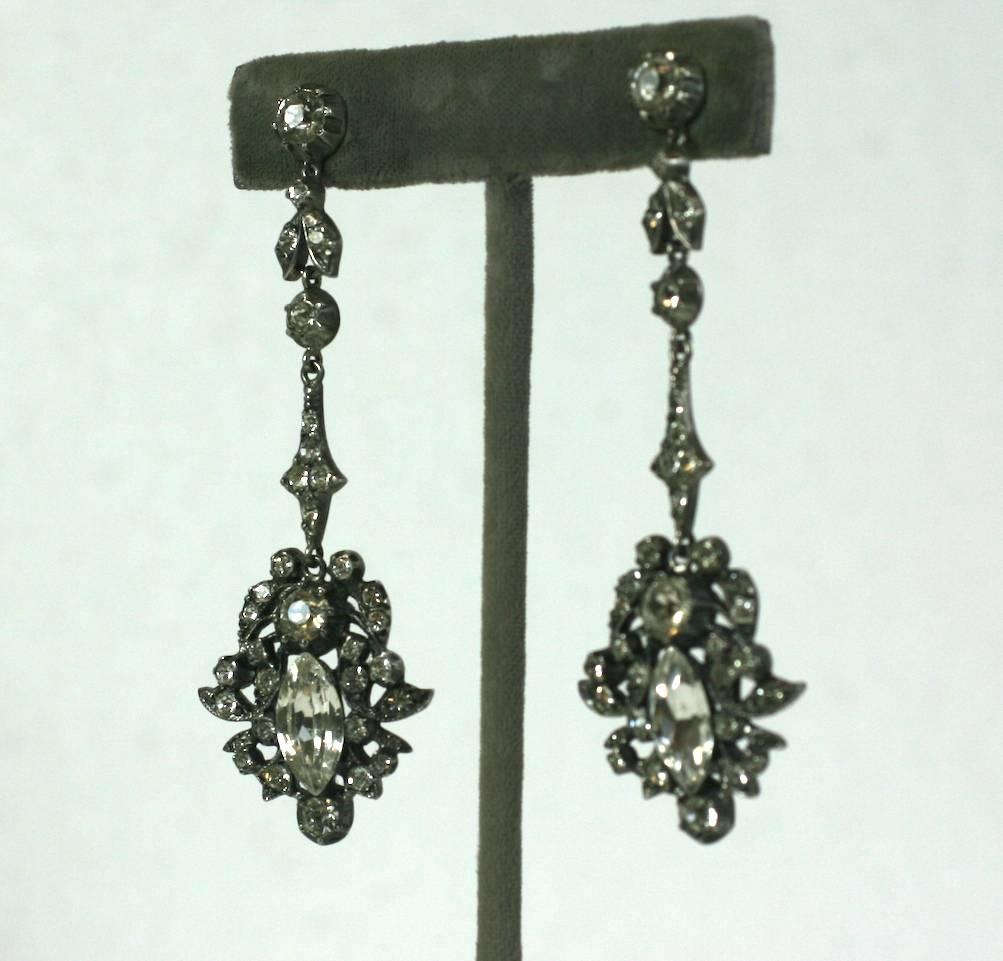 Long Victorian Articulated Paste Earrings For Sale at 1stDibs