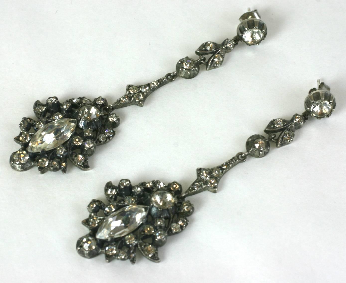 Women's Long Victorian Articulated Paste Earrings For Sale