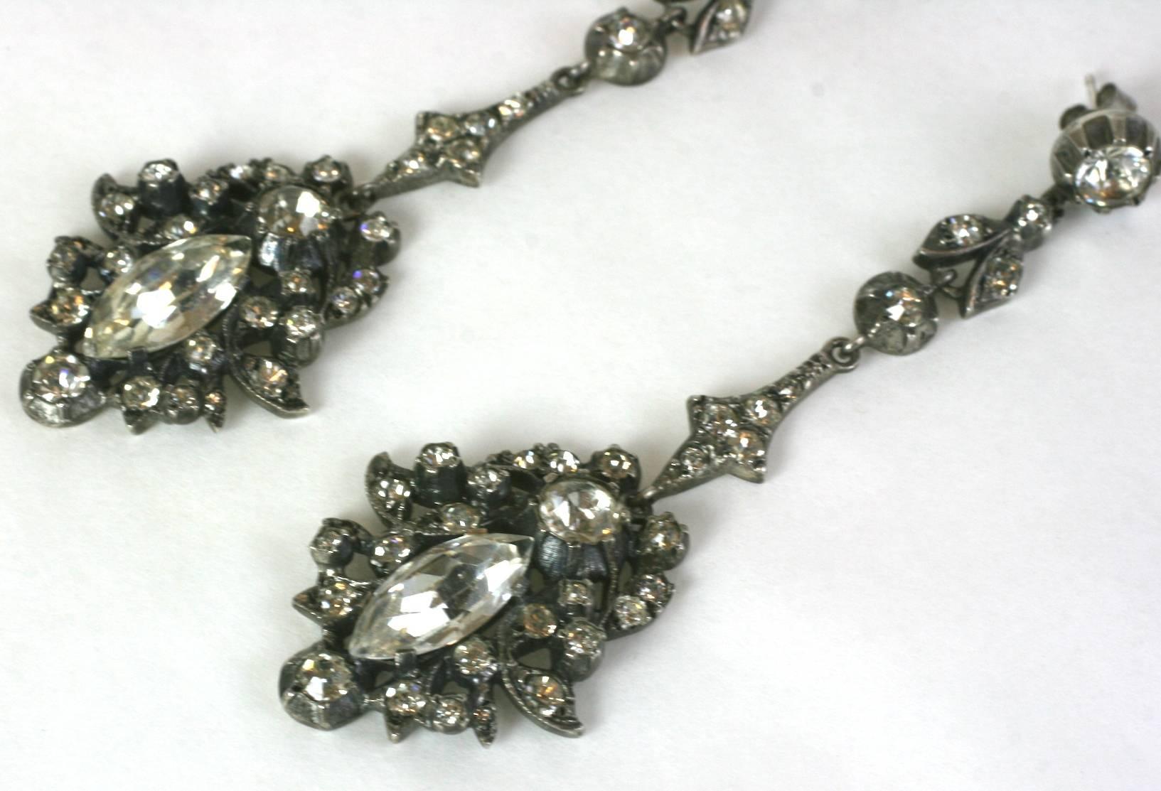 Long Victorian Articulated Paste Earrings For Sale 1