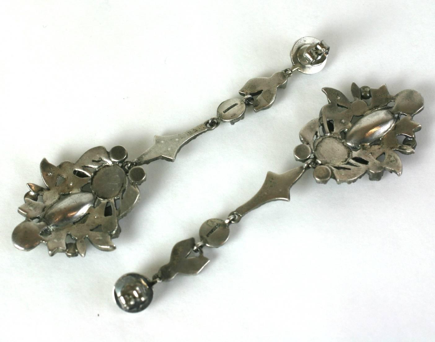 Long Victorian Articulated Paste Earrings For Sale 2