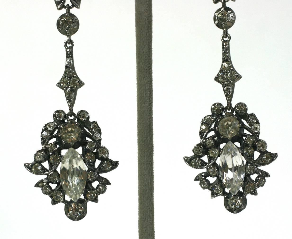 Long Victorian Articulated Paste Earrings For Sale 3