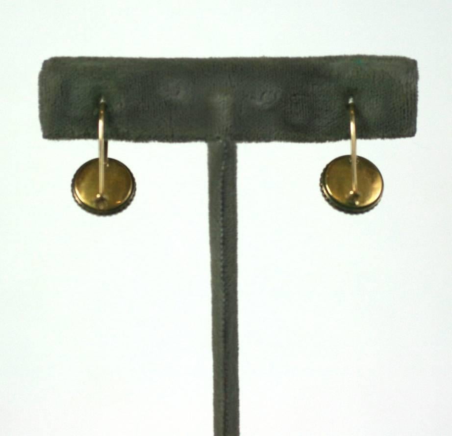 Viktorianische viktorianische Cabochon-Ohrringe aus gebändertem Achat im Zustand „Hervorragend“ im Angebot in New York, NY