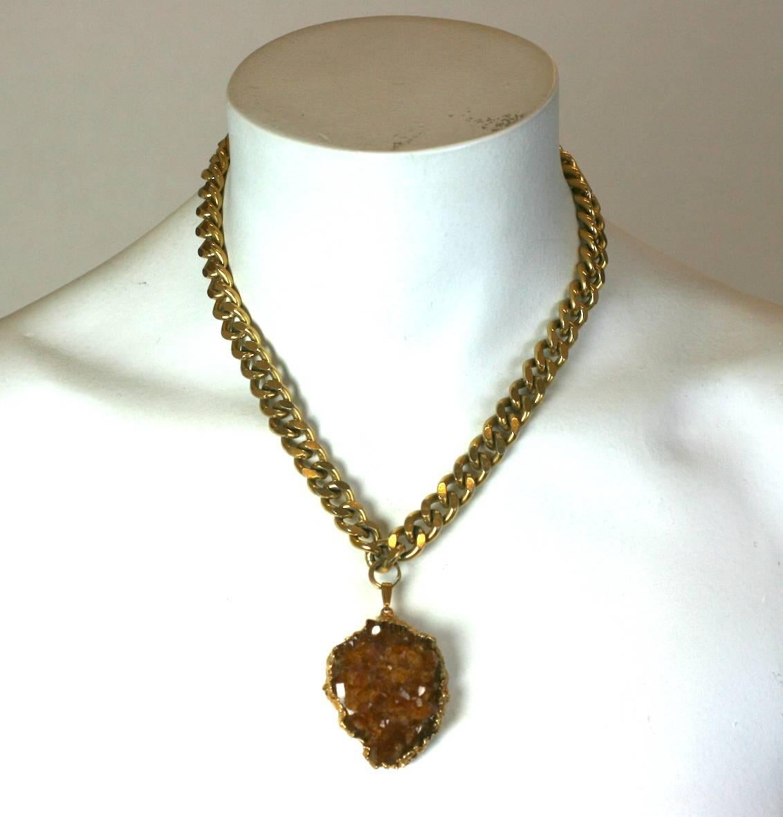 Attractive Citrine Geode Pendant In Excellent Condition For Sale In New York, NY