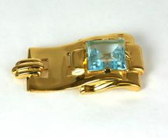 TrifarI Retro Aquamarine Clip Brooch