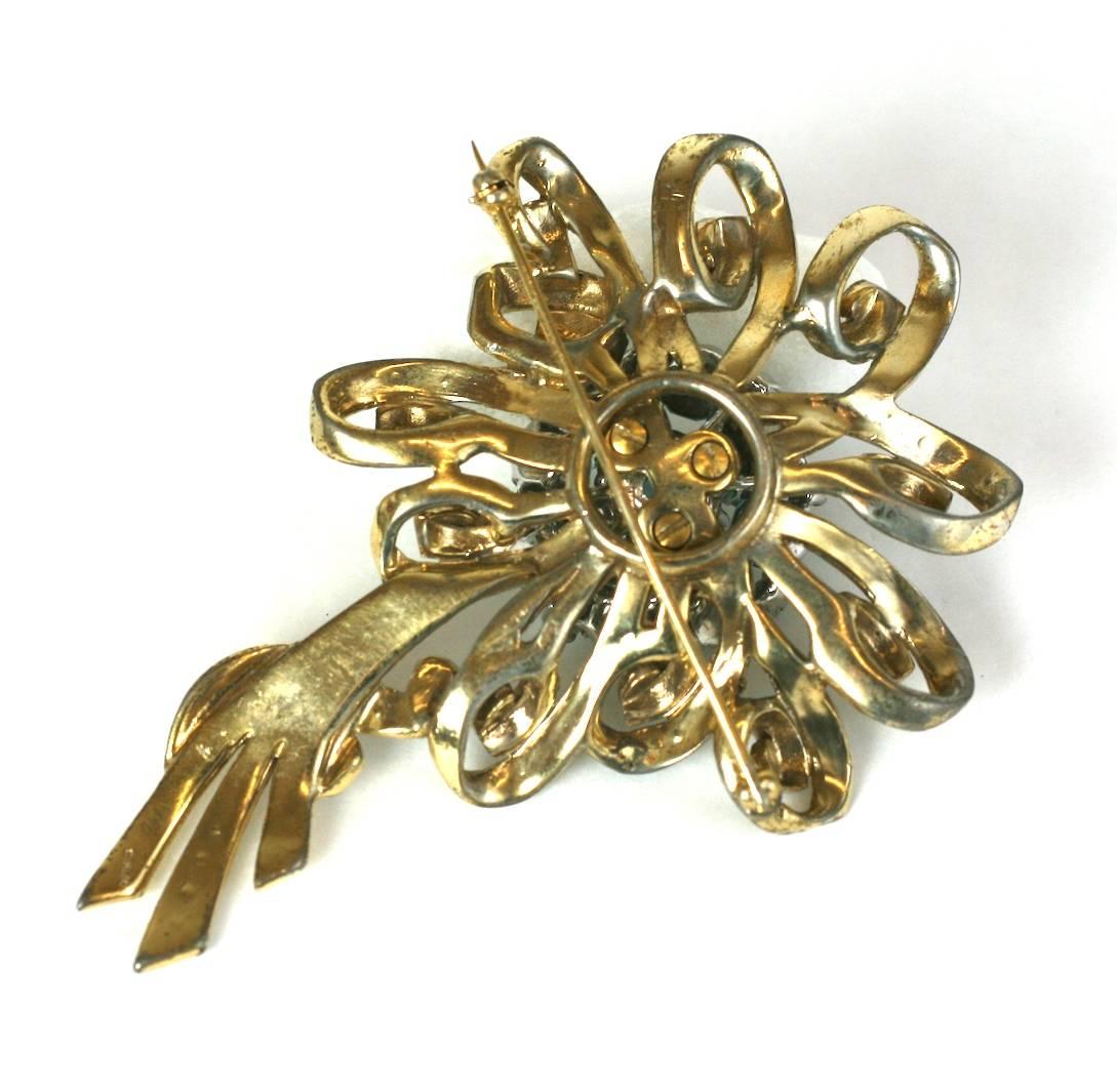 sapphire and ruby flower spray brooch