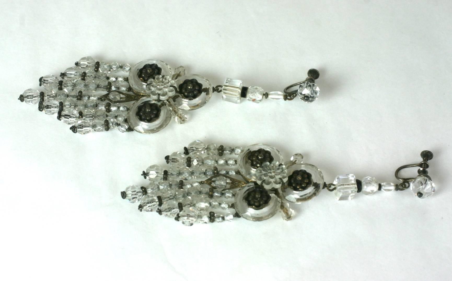 Wonderful Chinese Art Deco Rock Crystal Fringe Earrings For Sale 2