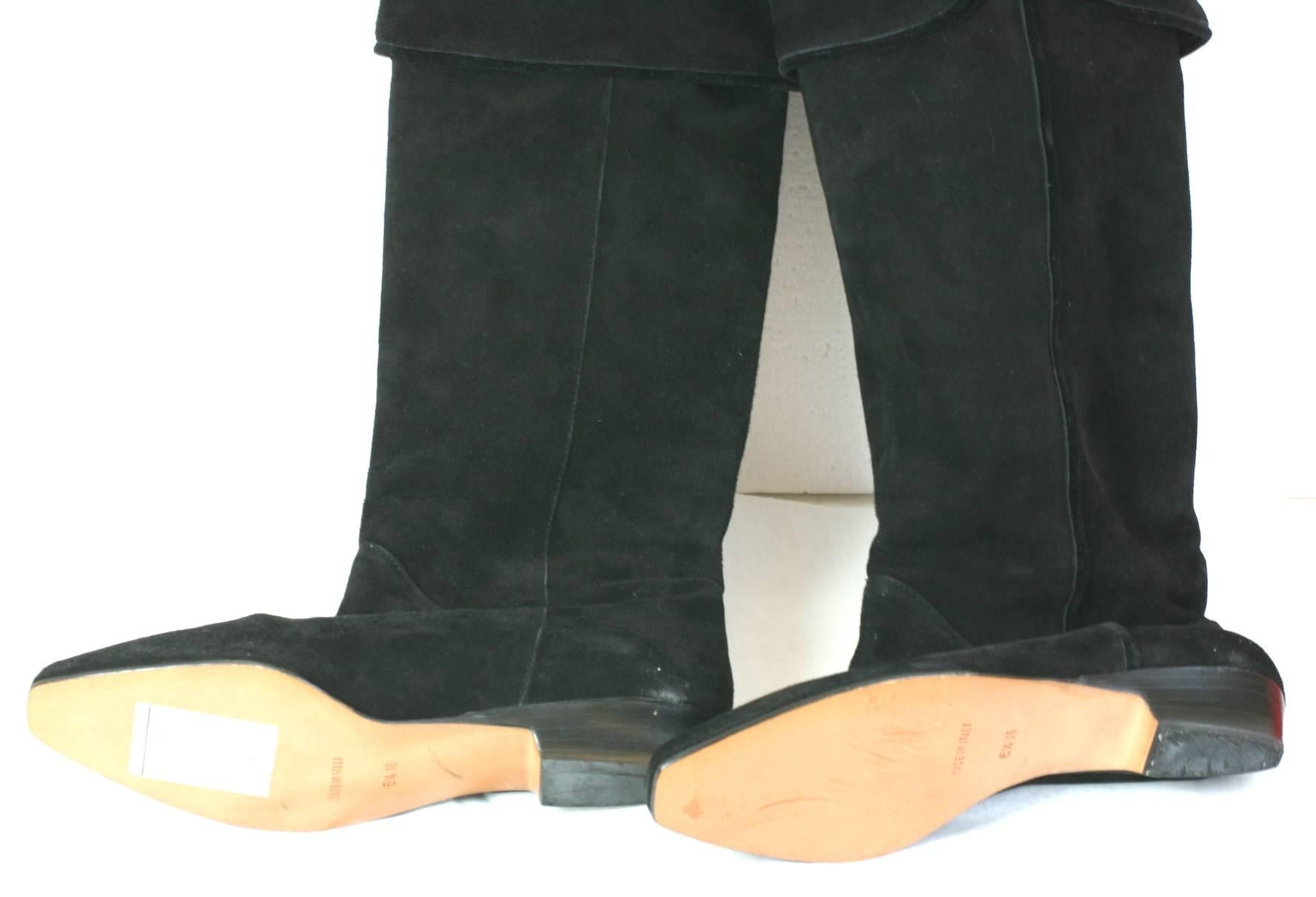 Women's Yves Saint Laurent High Black Suede Boots For Sale