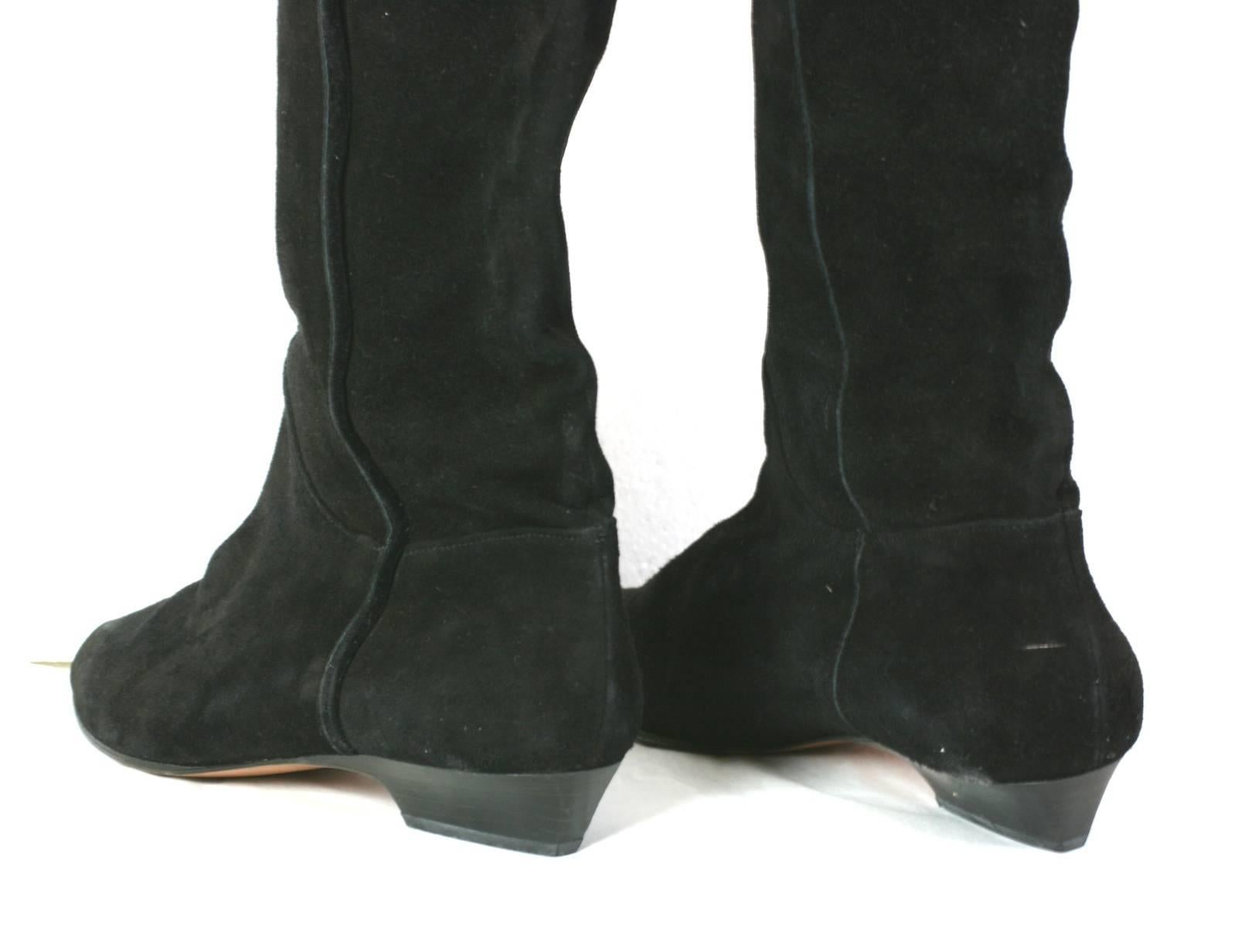 Yves Saint Laurent High Black Suede Boots In New Condition For Sale In New York, NY