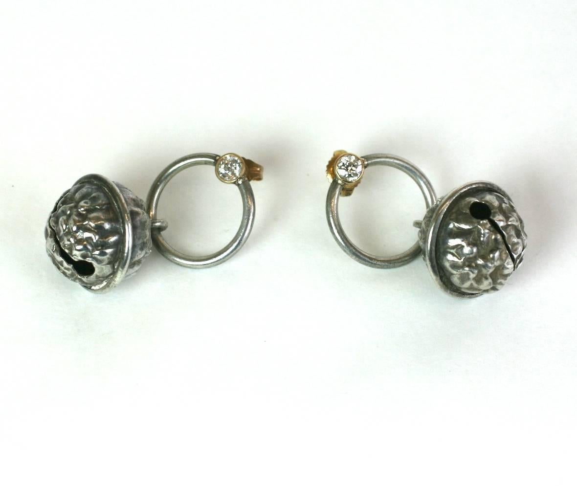 Round Cut Diamond Bell Earrings, SdesR by Studio VL For Sale