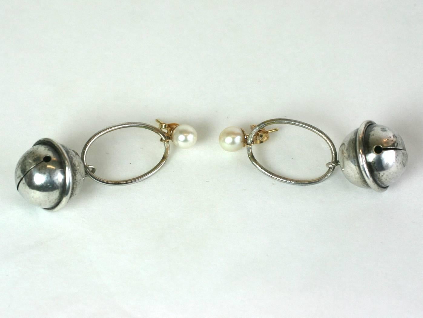 Cultured Pearl Bell Earrings, SdesR by Studio VL In Excellent Condition For Sale In New York, NY