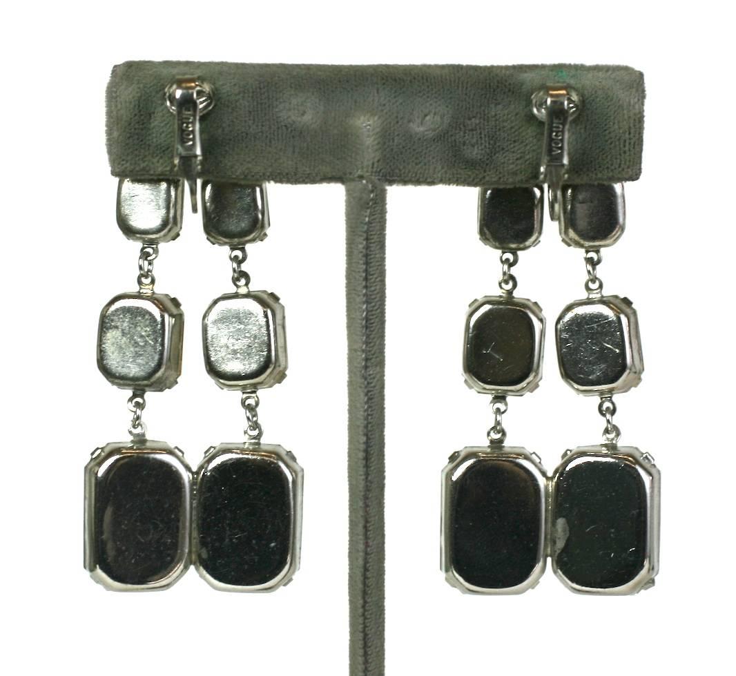 Glamorous Rhinestone Drop Earrings, Vogue In Excellent Condition For Sale In New York, NY