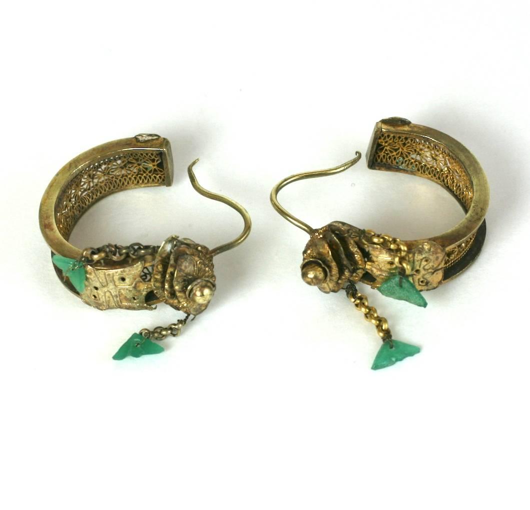 Women's Antique Chinese Filigree Hoops For Sale