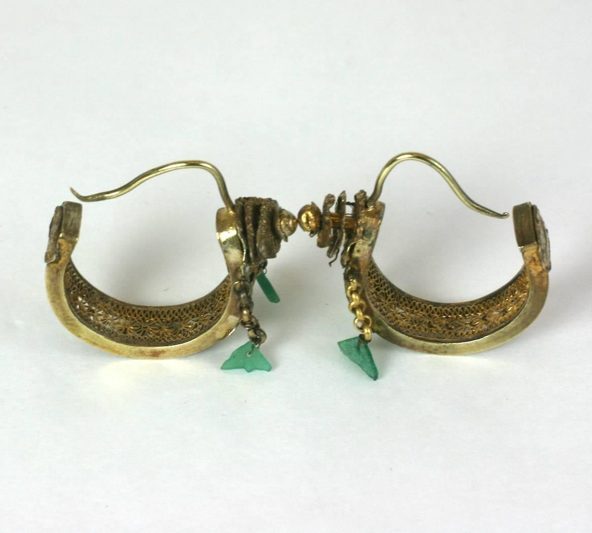 Antique Chinese Filigree Hoops In Excellent Condition For Sale In New York, NY