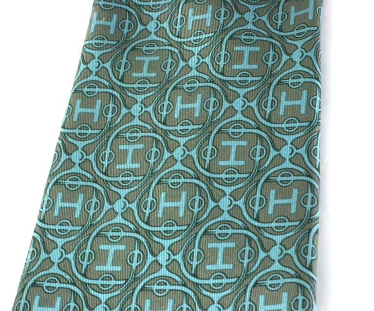 Wide Hermes Logo Print Tie at 1stDibs