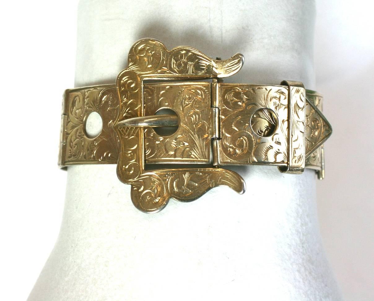 Viktorianisches viktorianisches Armband mit geätzter Schnalle  für Damen oder Herren im Angebot