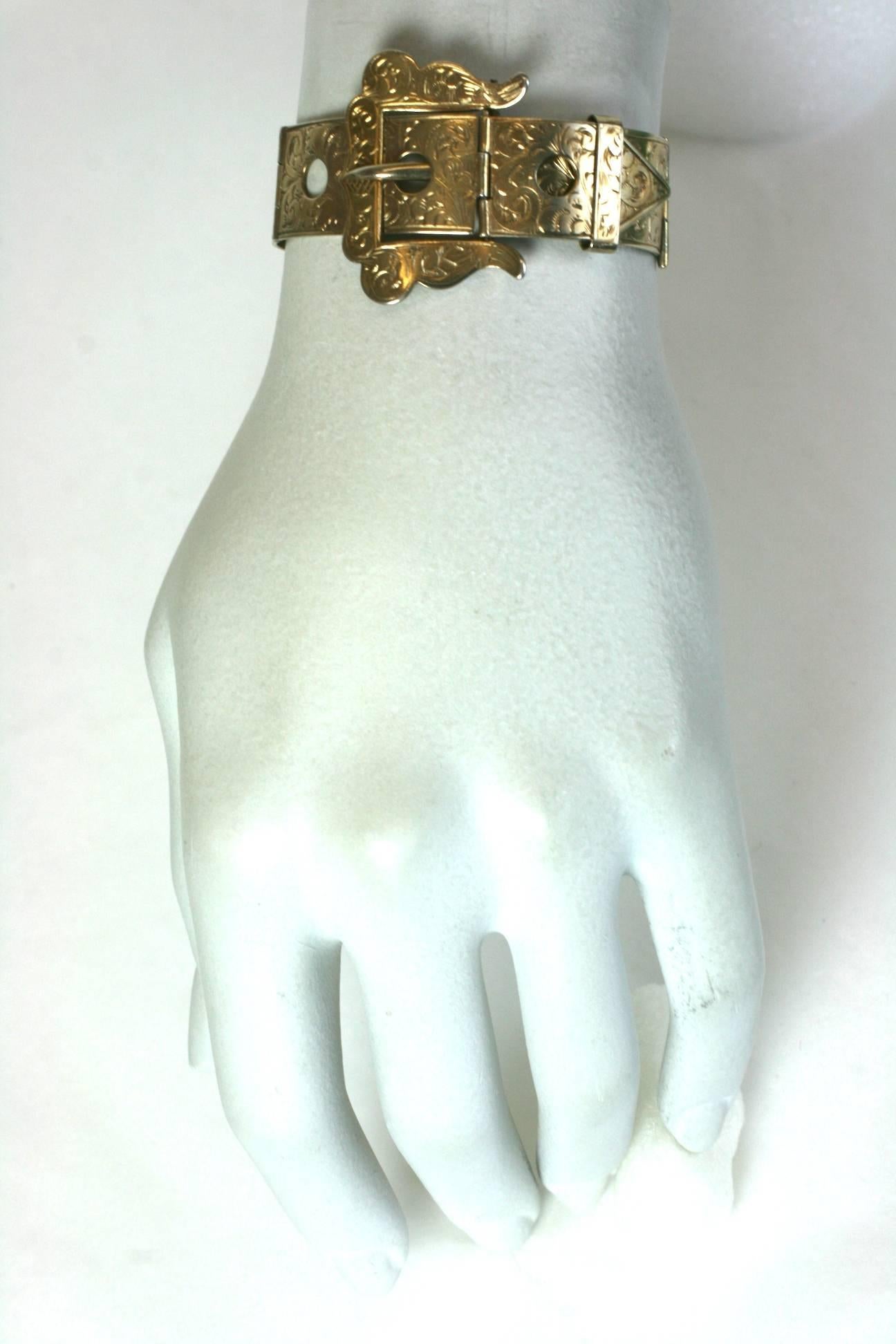 Viktorianisches viktorianisches Armband mit geätzter Schnalle  im Angebot 3