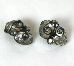 Schreiner Crystal and Hematite Earclips