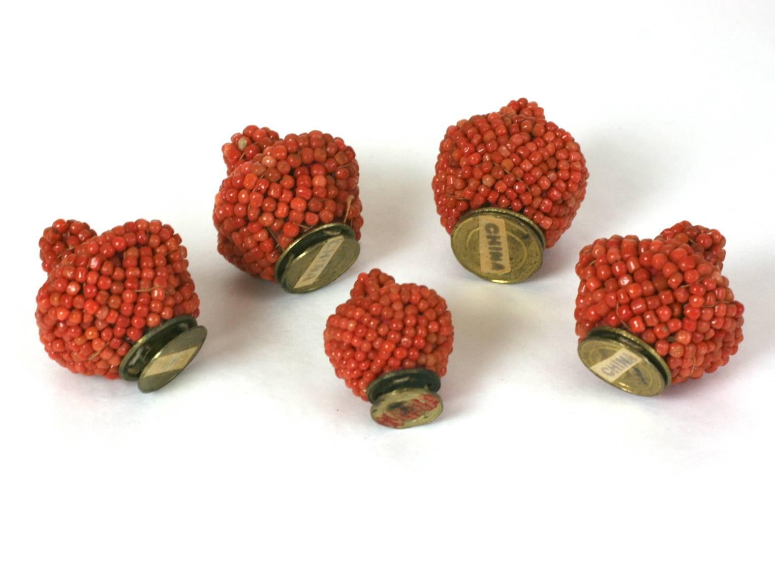 Antique Chinese Coral Hat Finials In Excellent Condition For Sale In New York, NY