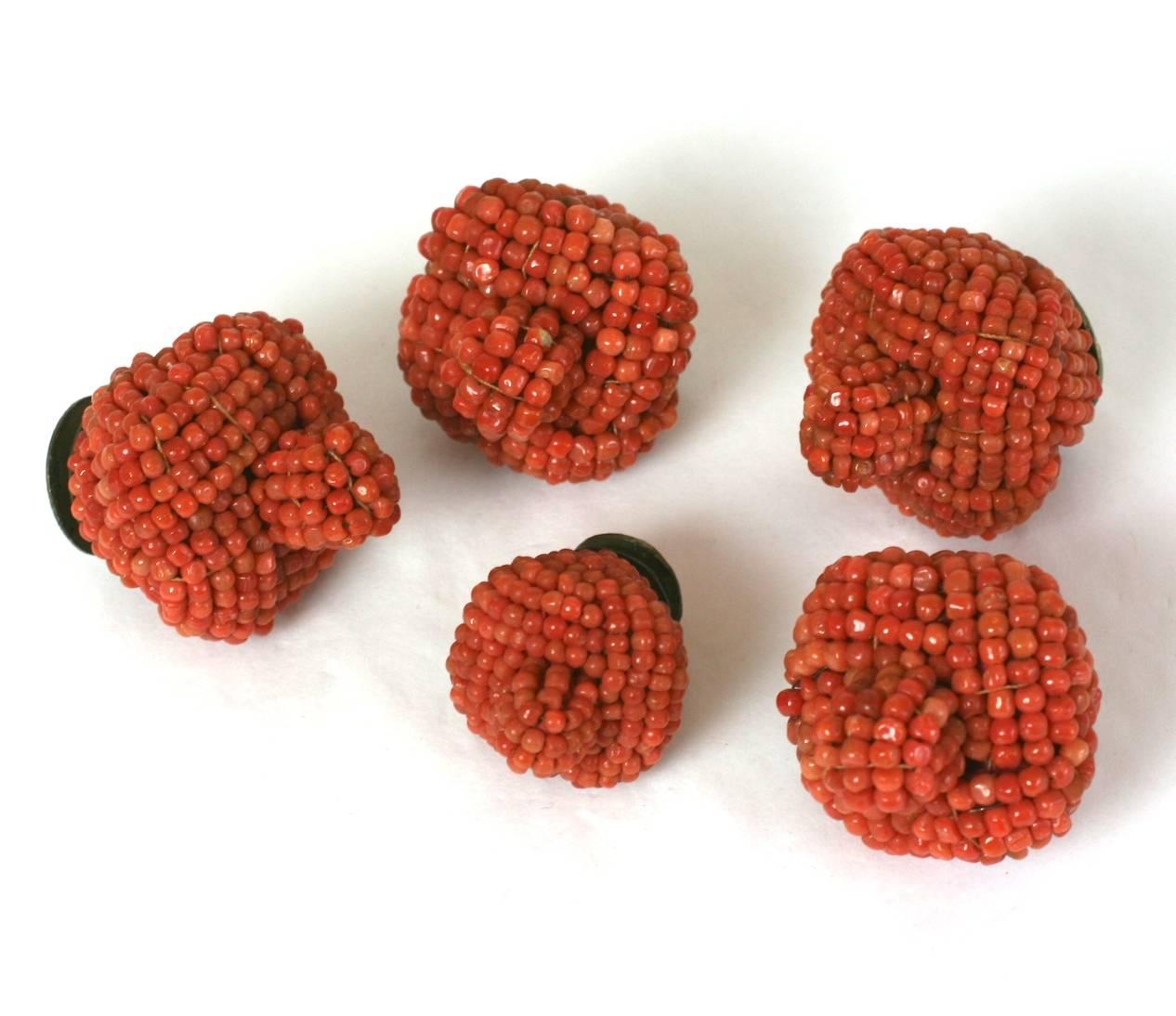 Bead Antique Chinese Coral Hat Finials For Sale
