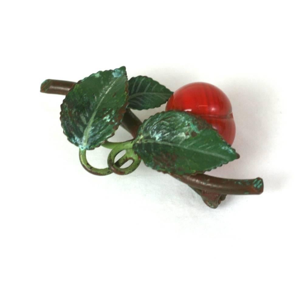 Vienna Bronze Cherry Branch Brooch In Excellent Condition In New York, NY