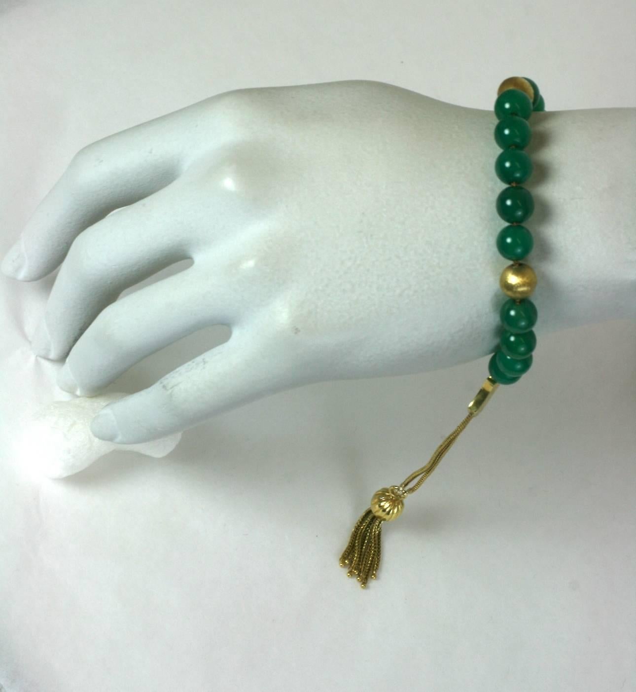 Perles d'inquiétude en crysophrase et en or Excellent état - En vente à New York, NY